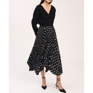 Derek Lam 10 Crosby Polka Dot Pleated Handkerchief Hem Skirt NWT